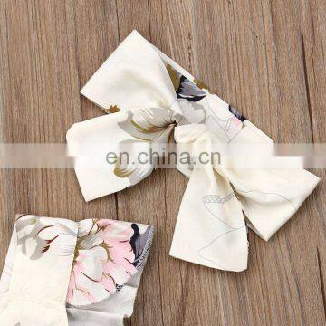 2019 Summer Girls Fly Sleeved Cotton Rompers & Headband 2pc Set Girls Flower Print Bodysuits Free Ship photo-6