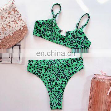 10 цветов сексуальный зелёный леопард, бикини с змеиным узором, однотонный купальник. Женский стиль купальников photo-5