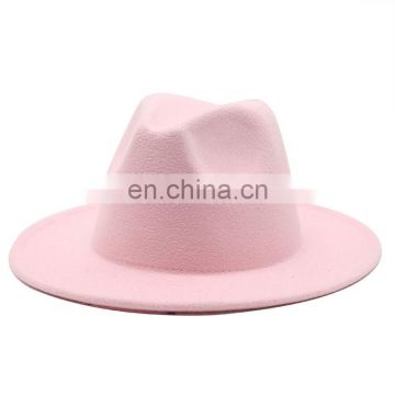 2020 new arrival High Quality  woolen wide brim jazz fashion autumn winter fedora hats men women's one tone solid color  Fedora