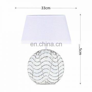 Hot Selling Hotel Home Decor Desk Lamp Embossed Design Ceramic Porcelain White Table Lamp photo-6