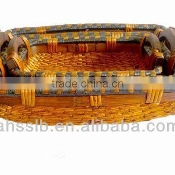 2013 New Style Wholesale Cheap Boat Shaped Reed Storage Plate With Ear Handles photo-3