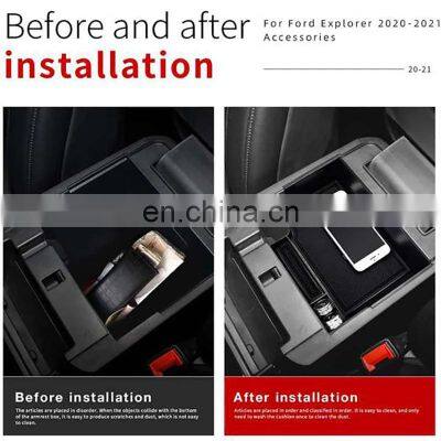 Interior Accessories Parts Silicone Armrest Rest Storage Box Center Control Console Organizer Tray For Ford Explorer 2020 2021 photo-3