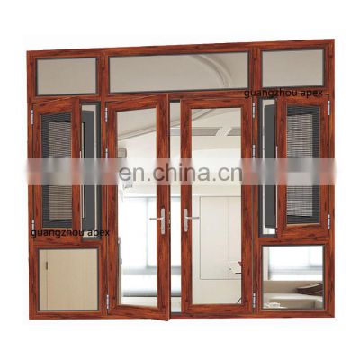 Wood grain aluminum bay window