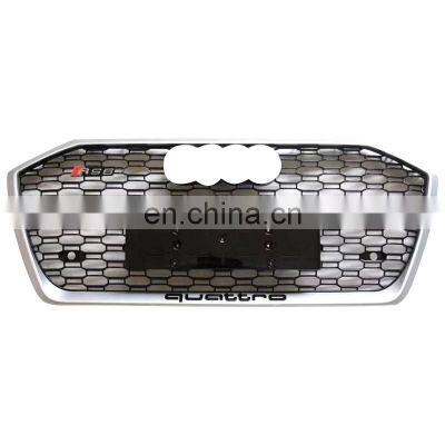 2019 A6 C8 A6L modification grille change to RS6 quattro style front bumper grille for Audi A6 center honeycomb grill