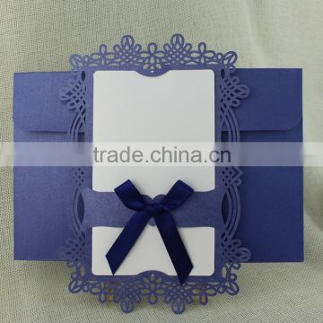 Royal Blue 2016 Laser Cut Nice Edge Elegant Wedding Invitation Cards New