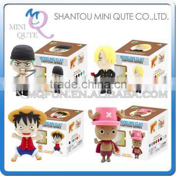 Mini Qute Bonnie kawaii 4 styles Anime One piece Luffy Zoro Chopper cartoon model building block plasticine clay educational toy