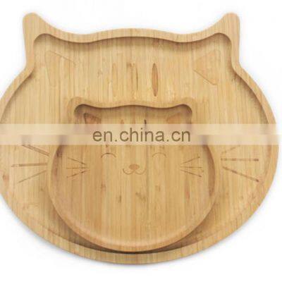 Wholesale Natural Wooden Lion Shape Reusable Bamboo Kids Plate photo-4