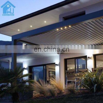 Aluminum Garden Outdoor Bioclimatic Pergola louvred Roof With Screens And Lights aluminum louver pergola