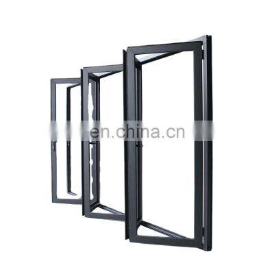 Fire Rated Soundproof Double Glaze Folding Doors And Pleated Mesh Screen Aluminum Bifold Door for House china