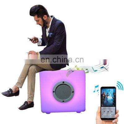 Factory OEM ODM rechargeable cordless Portable plastic music speaker with led lighting led music player camping sound light