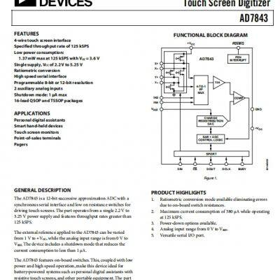 AD7843ARUZ touch screen controller ADI original stock