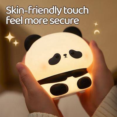 EGOGO Cute Panda Cartoon Mini Silicone Soft Night Light Switch Kids' Nursery Home Decor Lithium Battery Bedside Decorate Light photo-6