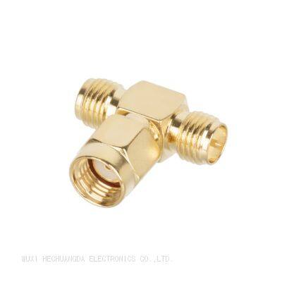 Manufacturer T Type SMA-JKK SMA Female Plug to 2 Dual SMA Male Pins RF Coax Adapter Connector photo-2