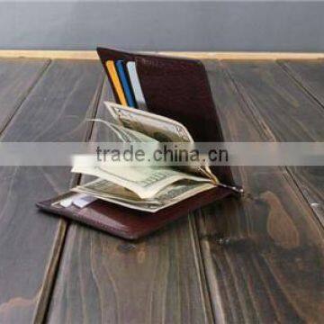 Genuine leather bifold slim money clip wallet with bill clip card holder wallet