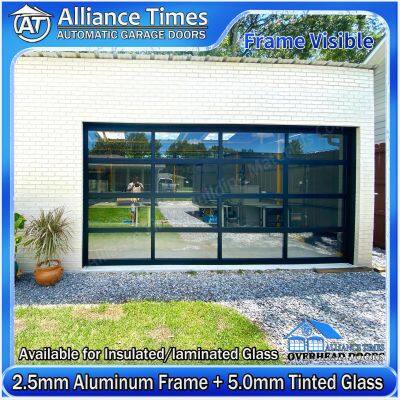 Aluminum Frame Clear Tempered Glass Panels Sectional Garage Doors