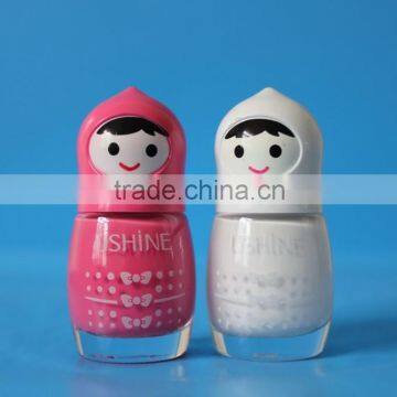 15ml cartoon baby head glass nail polish bottle/ doll cap nail polish bottle