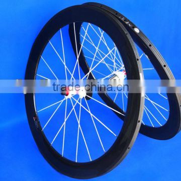 Full Carbon Matt 700C Road Bike Bicycle Tubular Wheelset 60mm White Spokes Hubs FLX-WS-TW06