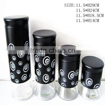 black jar dressing bottle glass coffee set