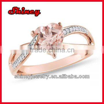 factory OEM amethyst cubic zircon silver ring rose gold valentines gift