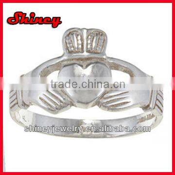 Nickel Free Polished Finish 925 Sterling Silver Irish Claddagh Friendship and Love Ring