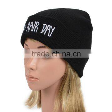 Korean Winter Warm Casual Hit-Color Letters Pattern Unisex Knit Wool Hat Cap photo-3