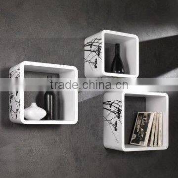 wooden wall cube shelf clothes holder