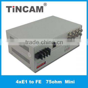 19 inch 1U E1 to 4*10/100M Eth Protocol Converter 120ohm