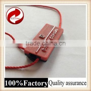 Fashional good quality plastic seal tag with logo string recycled paper tag