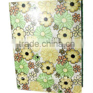 Flower Printed Art Paper Wrapping Ring Binder Desktop File Folder for Office Stationery Cardboard A4 or FC Size