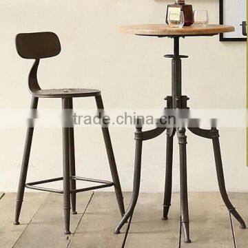 Chinese wood round table with metal leg M002