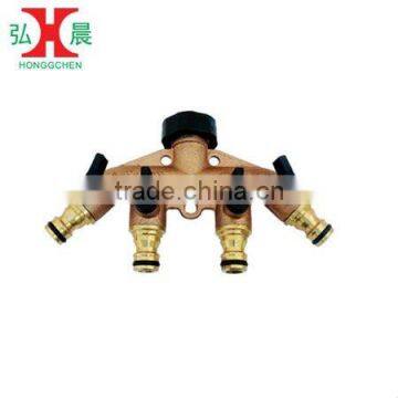 Brass Garden Water Hose Faucet Manifold With Quick Connector