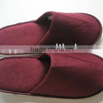 purple red terry cloth hotel slipper