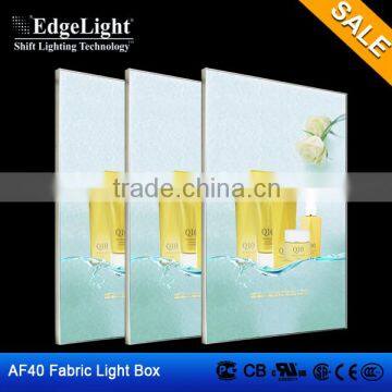 Edgelight aluminum frameless textile AF40 plexiglass LED light box made in Shanghai