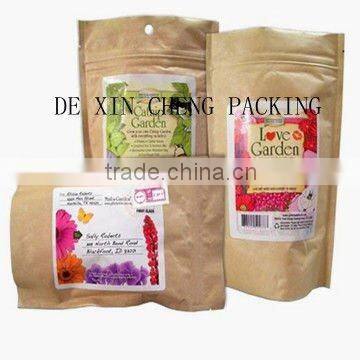 Plastic lined kraft paper bag for flower seed