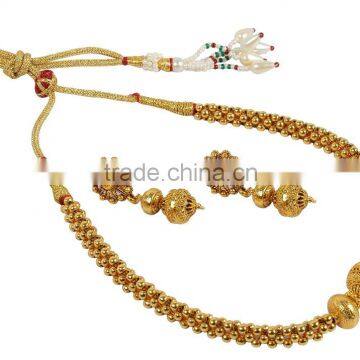 Indian Gold Plated Chain Necklace With Earrings Set For Girls/Women photo-3