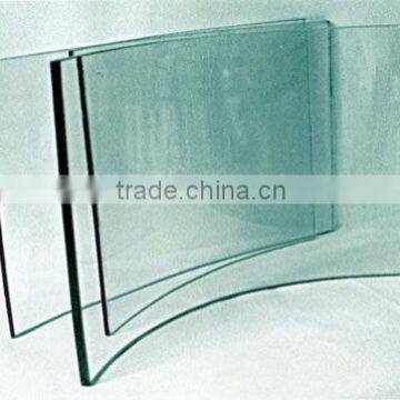 Curved glass panels of tempered glass