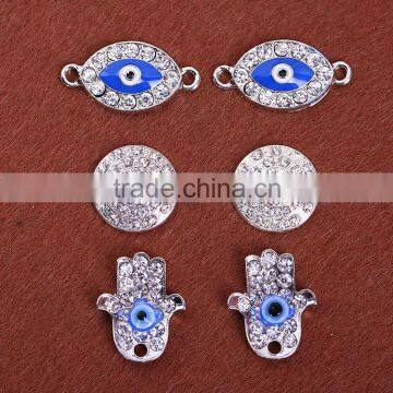 Classic simple fine evil eye pave diamond turkey jewellery accessory hamsa hand crystal ethnic tribal bracelet DIY accessories