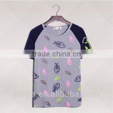 2014 the latest fashionable fishbone pattern t-shirt for lovers