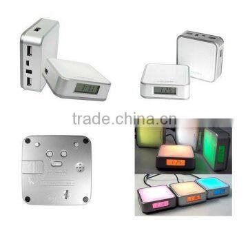 4 port usb hub with colourful light and clock function