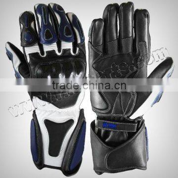 Motorbike Gloves Full grain genuine leather knuckle protection TPU protections at Fingers.