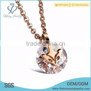 Fashionable rose gold crystal pendant necklace without stones