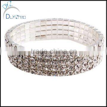 Fashion 4 Rows Crystal Rhinestones Stretch Bangle Bracelet