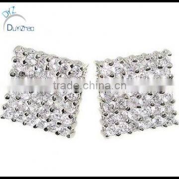 micro pave stud silver earrings