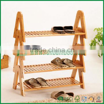 Detachable Natural Bamboo 4-Tier Shoe Rack Entryway Shoe Shelf Storage Organizer