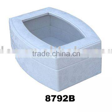 PVC Leather Jewelry Box with PVC Window, Leather and Cardboard Jewelry Box
