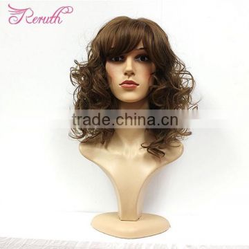 Middle Length Beautiful Wavy Natural Black Human Hair Wig