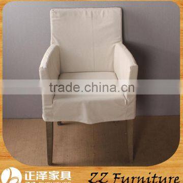 Wooden Frame Linen Fabric Dining Chair