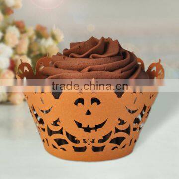 Halloween promotional laser cut cupcake wrapper decoration
