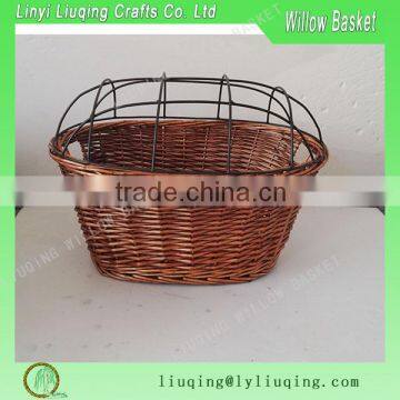 Wholesale Wicker Dog Pet Bicycle Basket with Wire Dome