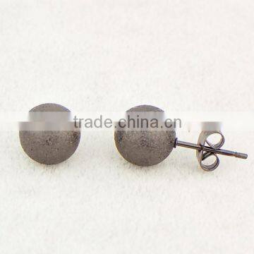 Stainless Steel Earrings with IP Black Plating Ball Stud Earring